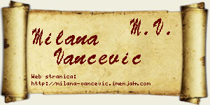 Milana Vančević vizit kartica